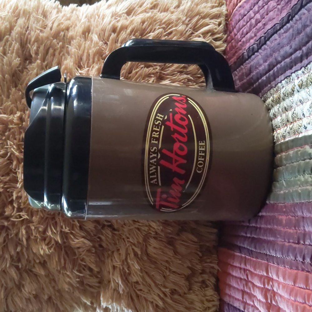 TIM HORTONS, ALADDIN* brand 64 oz., plastic adj lid refillable coffee/drink jug